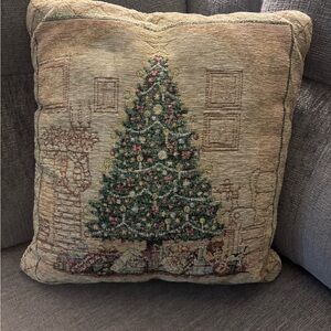 Vintage Holiday Christmas Tree Decorative Pillow